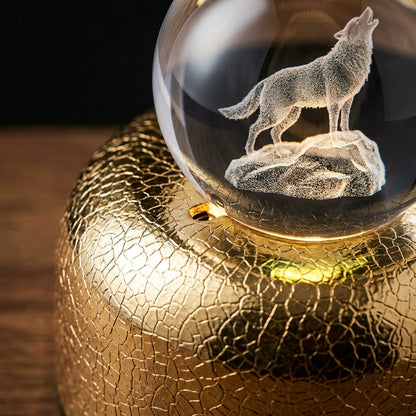 Crystal Moon and Wolf Figurine