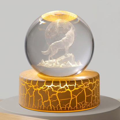 Crystal Moon and Wolf Figurine